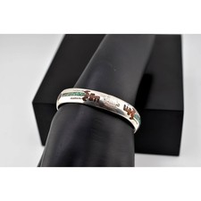 Navajo Turquoise and Coral Bracelet Marked Gilbert Ortega Shops