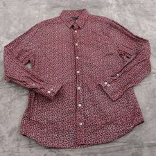 Nick Graham Shirt Mens Large Red Floral Long Sleeve Button Up Cotton