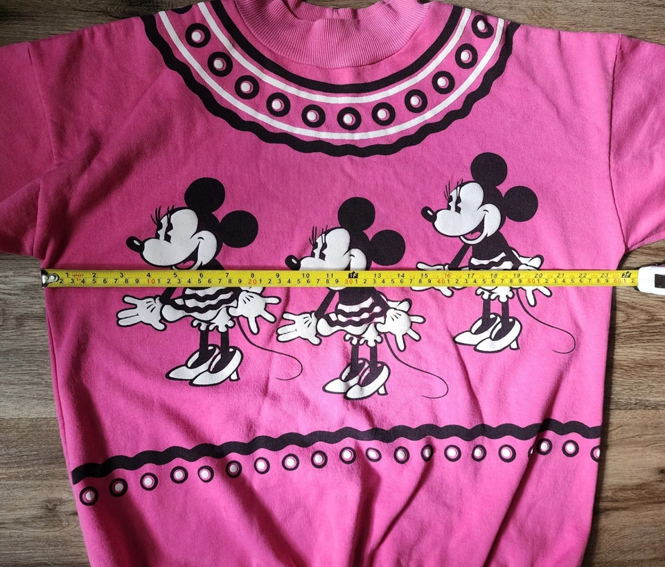 Sudadera De Colección Años 90 Disney Minnie Mouse Rosa Simulación Cuello Redondo Mujer 46" Pecho Foto 3 de 4