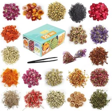 20 Bags Dried Flowers,100% Natural Dried Flowers Herbs Kit for Soap Making, D...