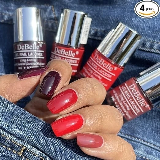 DeBelle Gel Nail Polish Combo set of 4 Cranberry Tart Pastels - Glamorous Garnet