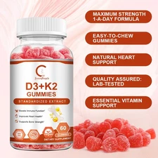 Vitamatic Vitamin D3 K2 Gummies - 60 Gummies - Supports Healthy Bone Heart Capsu