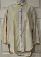 Vintage 90s Liz Wear Multicolor Striped Button-Up Long Sleeve Shirt Size M