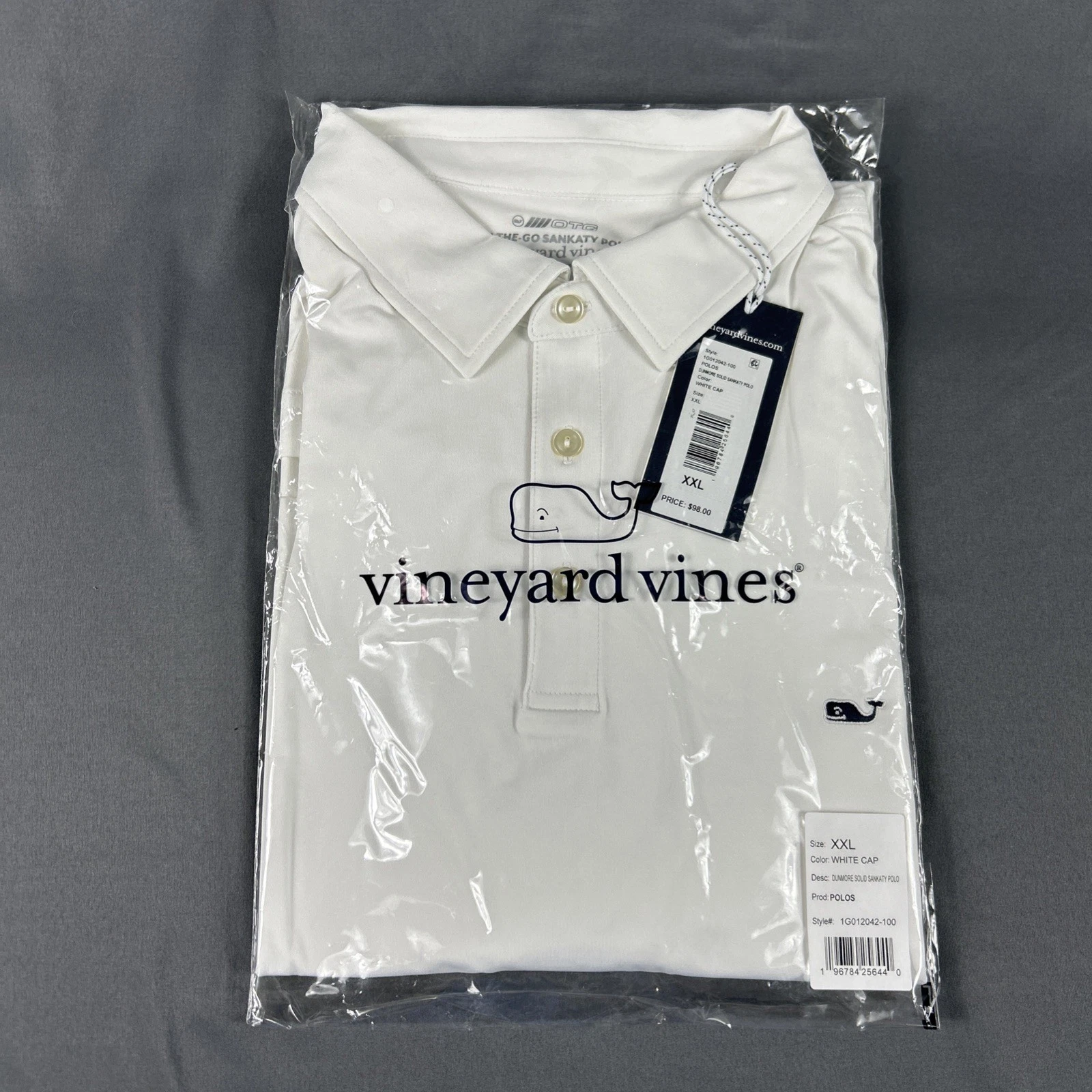 Vineyard Vines Golf Shirt Polo Solid Sankaty XXL White Polyester NWT MSRP $98