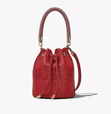 Marc Jacobs The Leather Bucket Bag Crossbody H652L01PF22-617 True Red / Gold