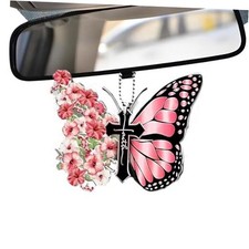 Butterfly Car Hanging Ornament, Butterfly Car Accessories, Cute Car Rear Pink
