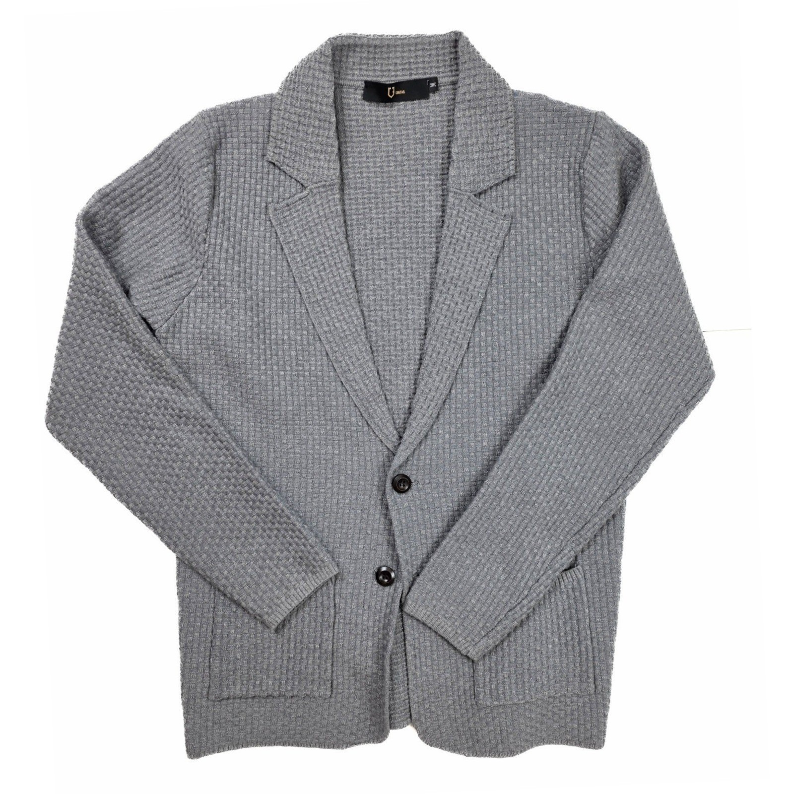 Confar Gray Button Front Pockets Waffle Knit Card… - image 1