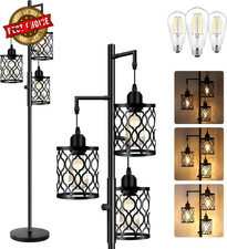 Dimmable Farmhouse Floor Lamp, Industrial Floor Lamp for Living Room with 3 X 6W