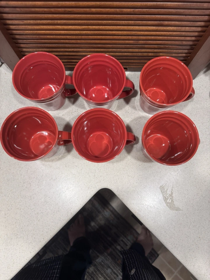 Tazas de café rojas Rachael Ray Double Ridge - Juego de 6 Foto 3 de 4