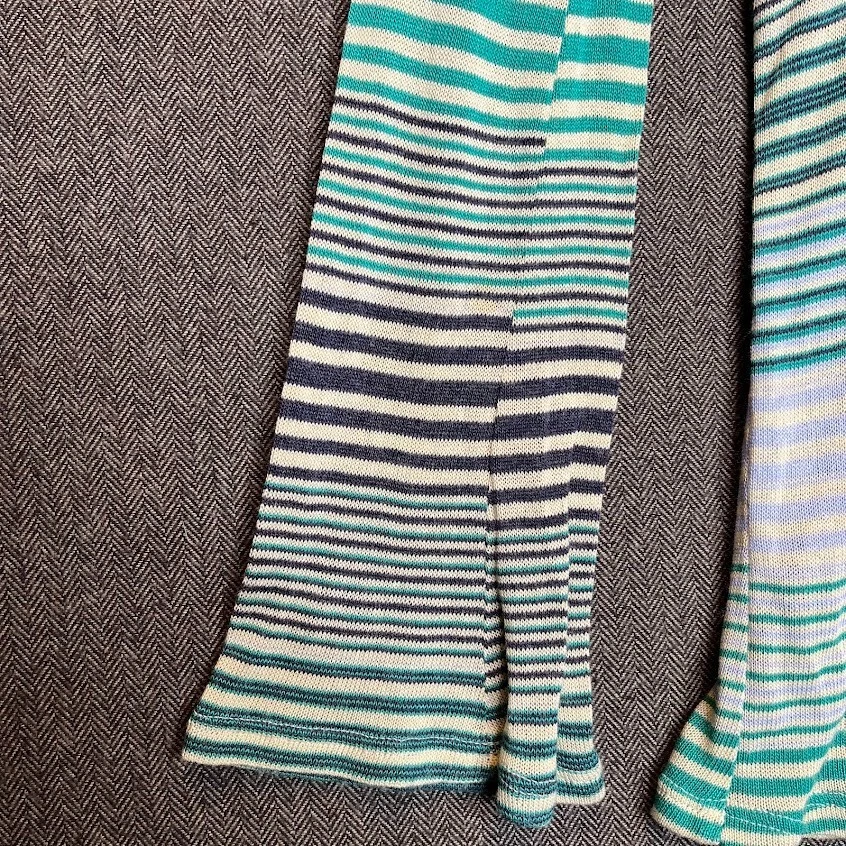 Sudadera con Capucha Ella Moss Para Mujer 10 Azul Verde Rayas Transpirable Retro Surf De Colección  Foto 4 de 4