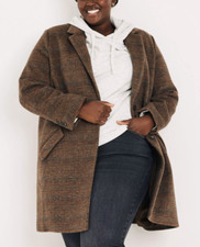 Fatface Charlotte Check Coat Jacket Ladies In Chocolate Brown. B130