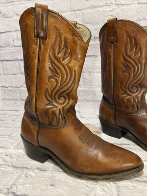 ABILENE Vintage Men\'s Size 10.5 M Slip On Tan Wheat Leather Cowboy Western Boots Vintage Abilene Mens Cowboy Western Boots Brown Tan Leather  main image 4
