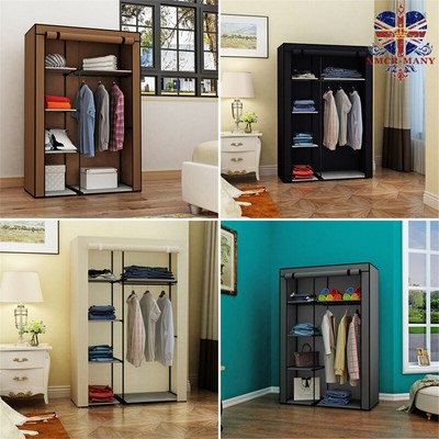 Portable Fabric Closet Clothes Organizer Hanging Rail Wardrobe