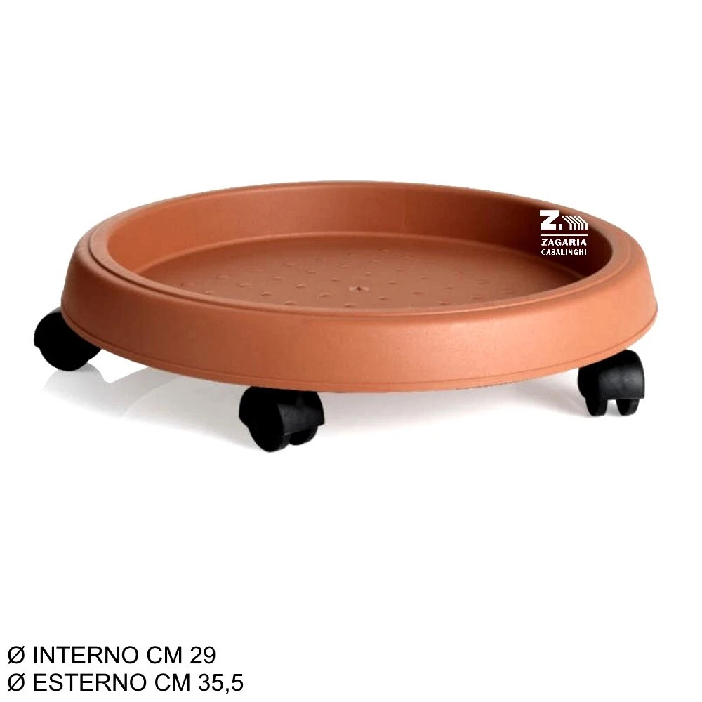 Sottovaso Con Ruote 360° E Bordo Alto, 36,6 Cm - Portavasi Mobile In Plastica Resistente, Ideale Per Piante Grandi E Pesanti, Colore Nero