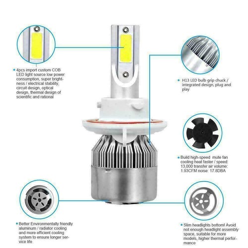 For Hummer H3 2006-2010 8000K LED Headlight Hi/Lo + Fog Light 4 Bulbs Combo kit - Picture 6 of 12