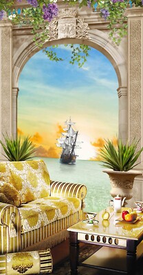 3D Arch Lake Ship 3839 Wallpaper Mural Wall Print Wall Wallpaper Murals US Coco