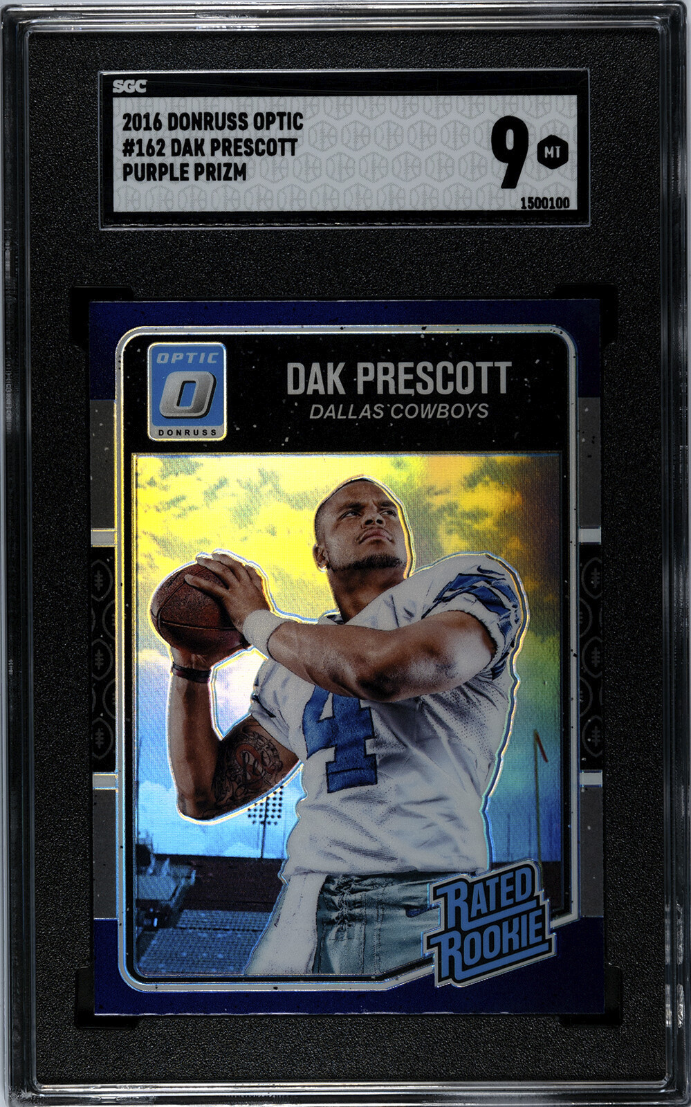 2016 PANINI DONRUSS OPTIC DAK PRESCOTT PURPLE PRIZM RATED ROOKIE CARD RC SGC 9