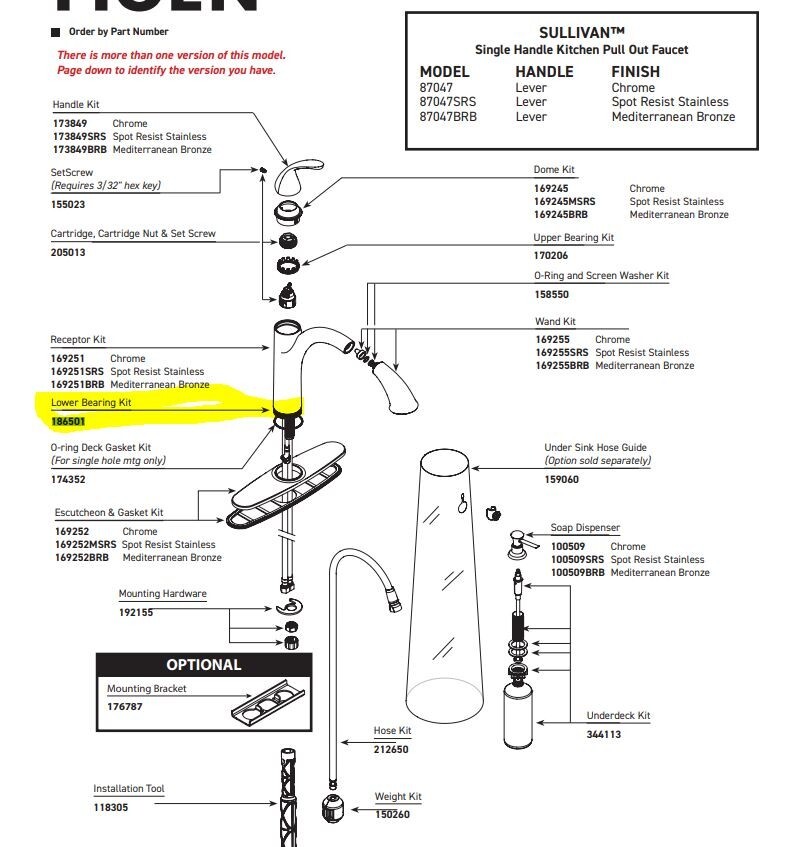 Re:ens 欅瘤 × Iron Object Stand Moen 186501 Lower Bearing Washer Kit For SULLIVAN Kitchen Faucet