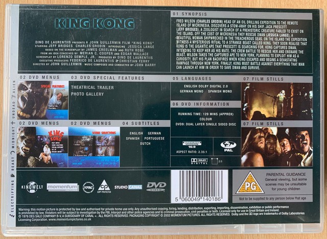 Jeff Bridges King Kong DVD 1976 World Trade Center Monster