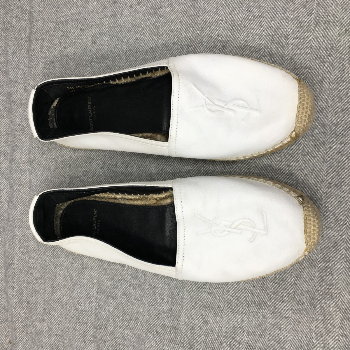Saint Laurent YSL Logo Espadrille Flats Shoes Womens Size 8