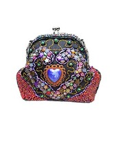 Womens Fantastically Beaded  Jeweled Heart Design Evening Purse Valentine Gift