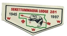 Boy Scout OA Lodge 133 Ma-Nu 281 Sekettummaqua Historical Issue Woven Flap
