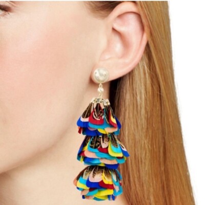 Kendra Scott Rainbow Lenni Feather Statement Earrings