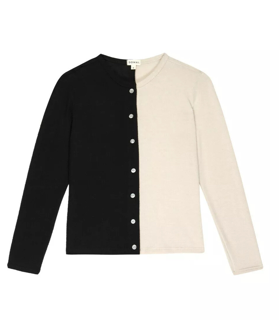 DONNI Duo Sweater Cardigan- Creme/Black 