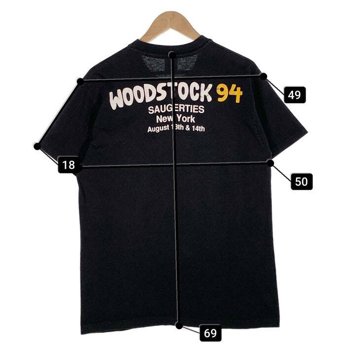 90's WOODSTOCK 94 Print Tee Black GEM USA Copyright Size L 90's WOODSTOCK 94 Print Tee Black GEM USA Copyright Size L