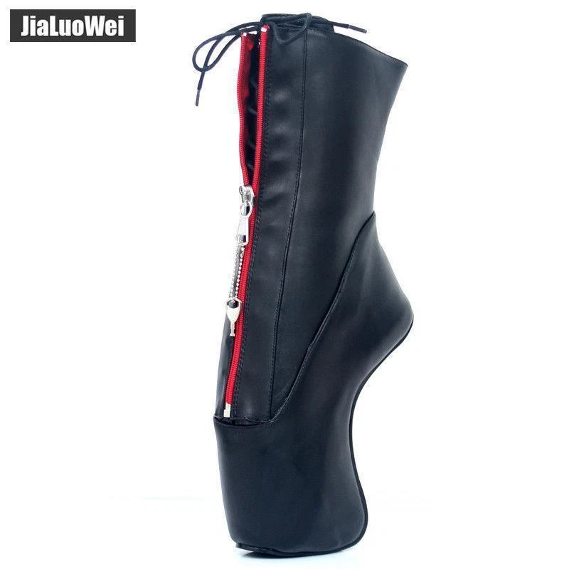 Botas de ballet al tobillo con cremallera y cierre sexy suela sin tacón súper alto de 7" Foto 2 de 4