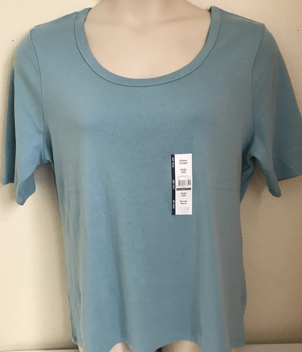 time and tru scoop neck elbow sleeve tee