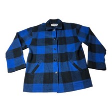 Vintage Bemidji Woolen Mills Heavy Flannel Shirt Jacket Small Buffalo Plaid