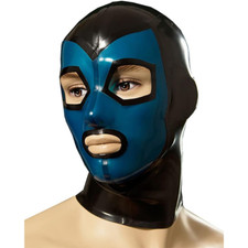 Latex Rubber Hood Mask Black Trim with Zipper Handmade Catsuit Cosplay Fetish US