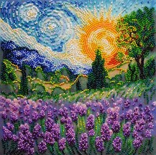 Bead Embroidery Kit "Summer memories" size 7.9"x7.9" / 20.0x20.0 cm