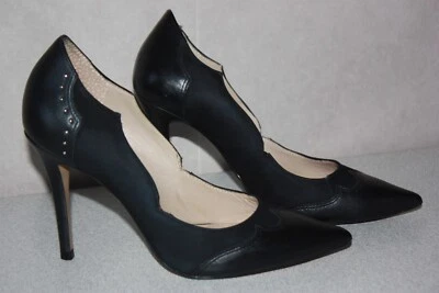 SAN MARINA Escarpins Cuir Noir Doublés Cuir Talons Hauts T 37 TBE - Photo 1/4