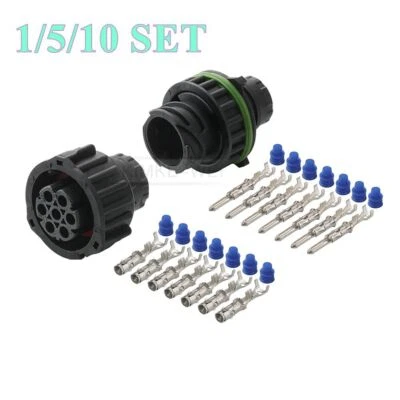 7 Pin AMP DIN 72585 Automotive Male Female Circular Connector Plug Socket Kit