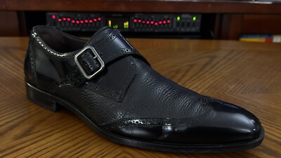 Mezlan Senator Black Oxford Deerskin Monk Strap Man s Dress Shoes Size 9.5 $495