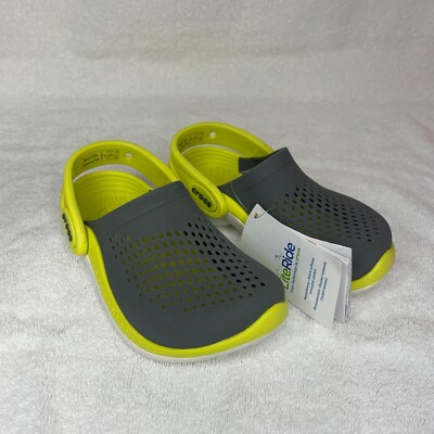NEW! Crocs Literide 360 Clog T Slate Grey/ Citrus Yellow INFANT kids not junior