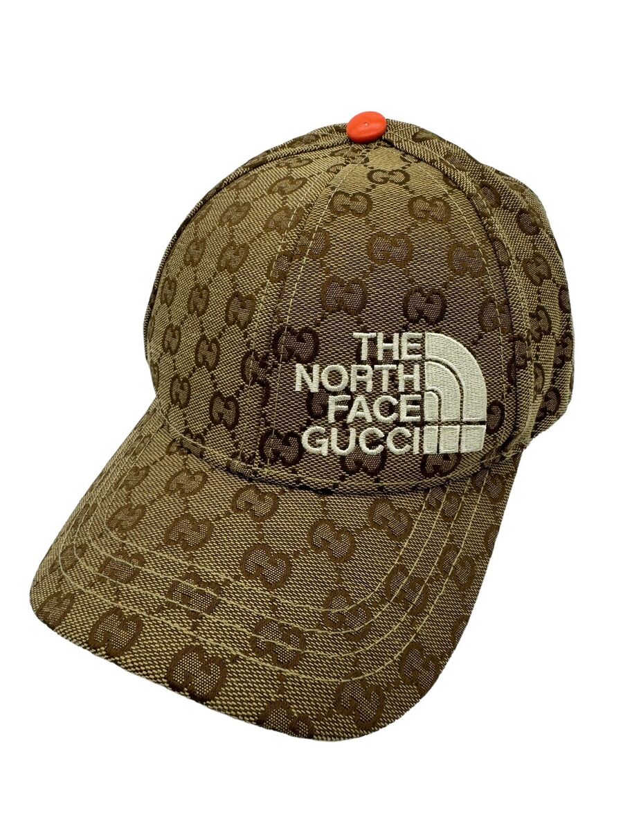 The North Face Gucci GG All Over Logo Baseball Cap Hat Khaki The North Face Gucci GG All Over Logo Baseball Cap Hat Khaki