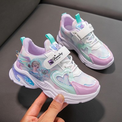 Mädchen Kinder Elsa Schuhe Disney LED Turnschuhe Atmungsaktive Leuchtend Sneaker