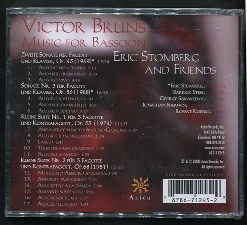 Victor Bruns: Music for Bassoon (Eric Stomberg and Friends) CD - Picture 2 of 2