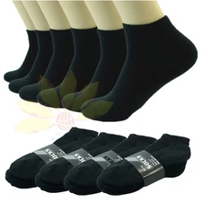 Black Ankle/Quarter Crew Men Sport Socks Cotton Low Cut Size 10-13