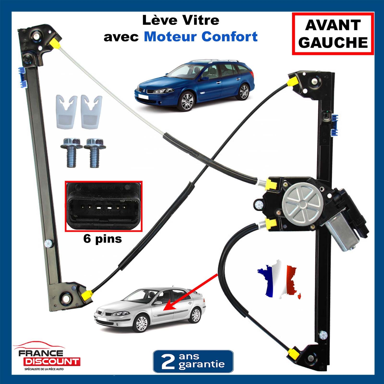 Lève-vitre Laguna 2 avant gauche avec moteur Temic à fonction confort