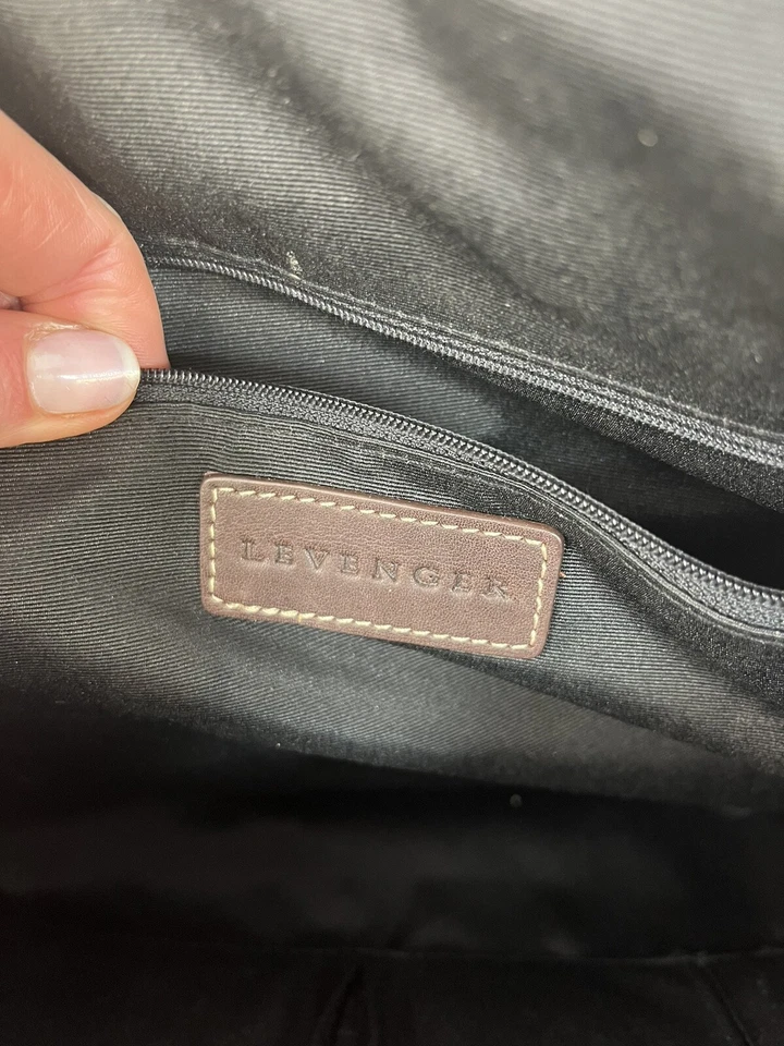 Levinger Briefcase Bag for 17"  Laptop Black w/ Brown Leather Trim - Image 3 of 4