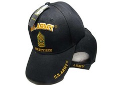 U.S. Army 1SG Retired Military Black Embroidered Cap Hat CAP560E TOPW