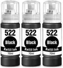 Black 522 Ink Bottle Compatible WITH Epson T522 Fits EcoTank ET2400 ET2800 NEW