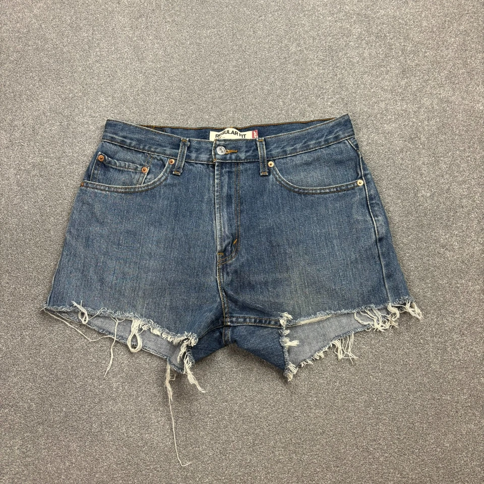 Short en denim Levis pour femme W32 bleu 505 jorts maman rouge onglet lavage ... - Photo 1/4
