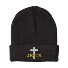 Beanies for Men Christian Cross, Jesus Embroidery Winter Hats Women Skull Cap