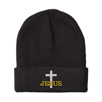 Beanies for Men Christian Cross, Jesus Embroidery Winter Hats
