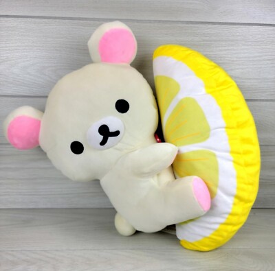 New San-x Rilakkuma Korilakkuma Bear Holding Lemon Plush Stuffed